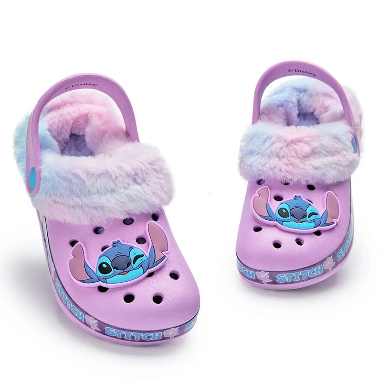 💜 Crocs Peluciado Stitch Roxo com Forro Tie Dye
