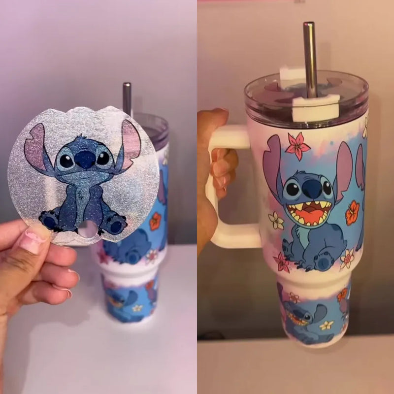 Canecão Tumbler Stitch 1,15L (Brilha no escuro) + Tampa Glitter Brinde