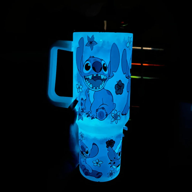 Canecão Tumbler Stitch 1,15L (Brilha no escuro) + Tampa Glitter Brinde