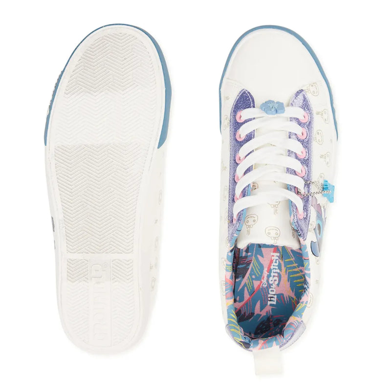 Tênis Stitch “Ohana” com Glitter Roxo e Pingente