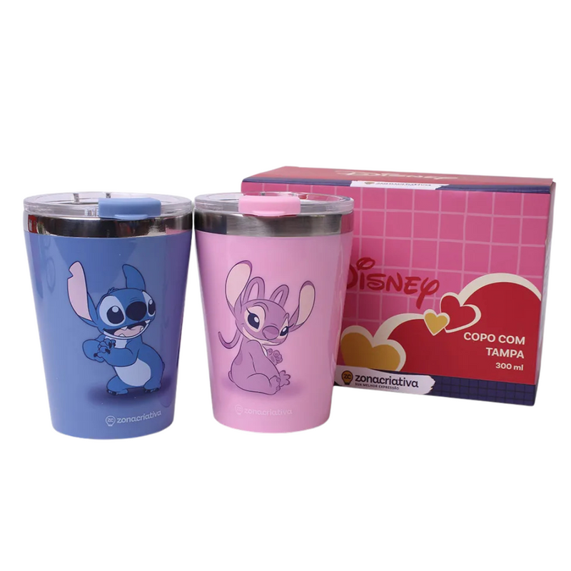 Kit Copo Snap Stitch e Angel Namorados – Disney