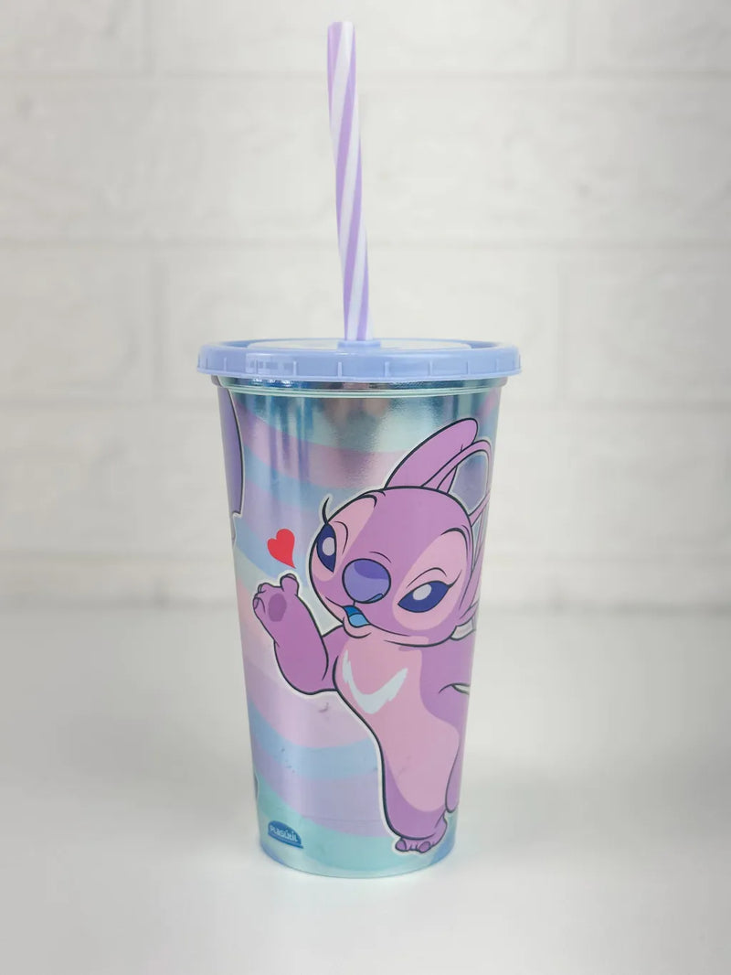 KIT 5 Copos Stitch Com Canudo