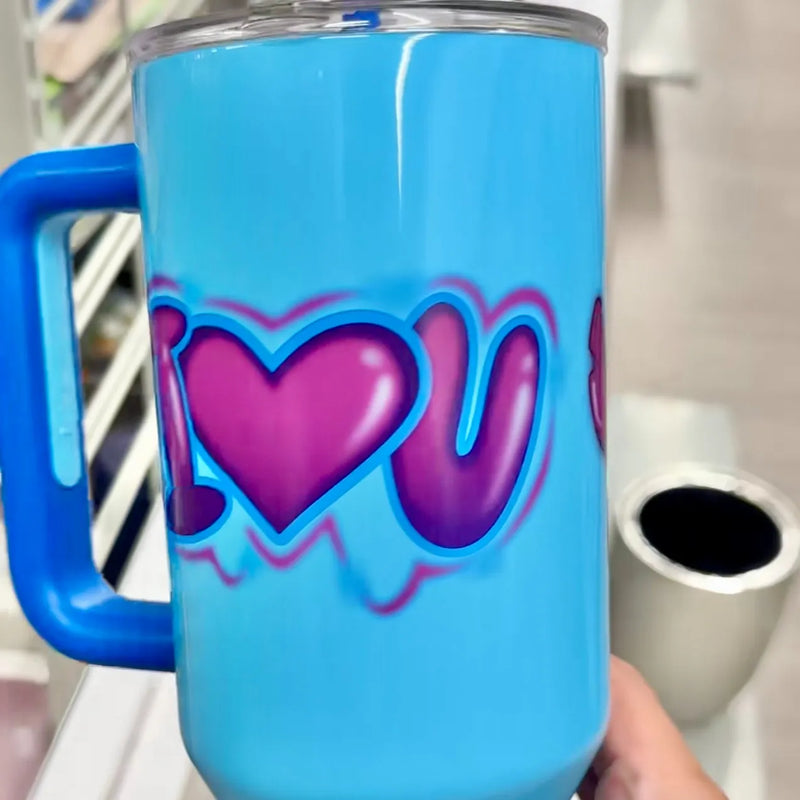 Copo Térmico Stitch &amp; Angel com Canudo “LOVE” – 1,15L